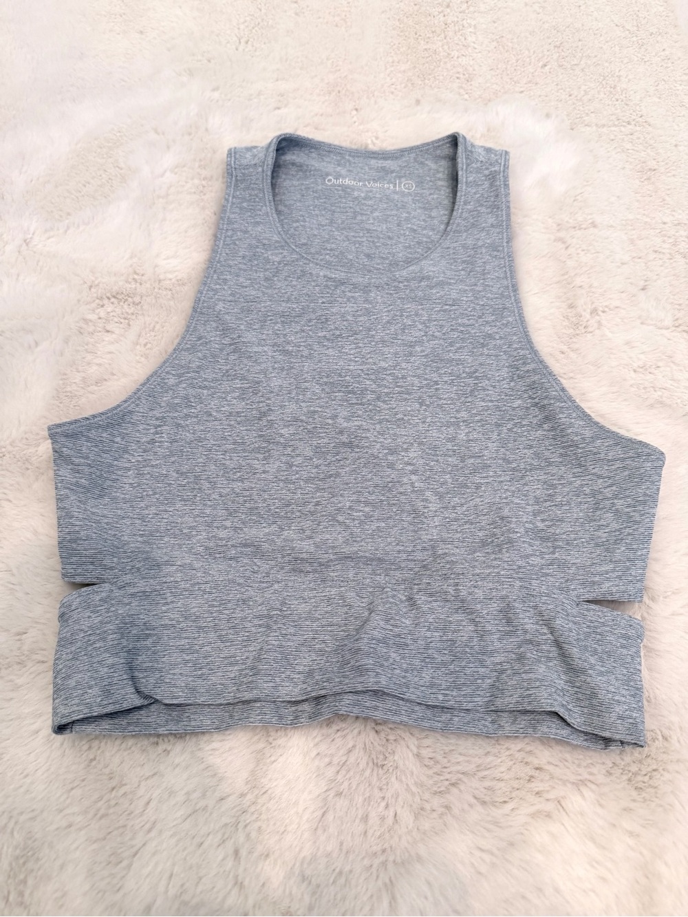 Outdoor Voices Heather Gray Slashback Crop Top